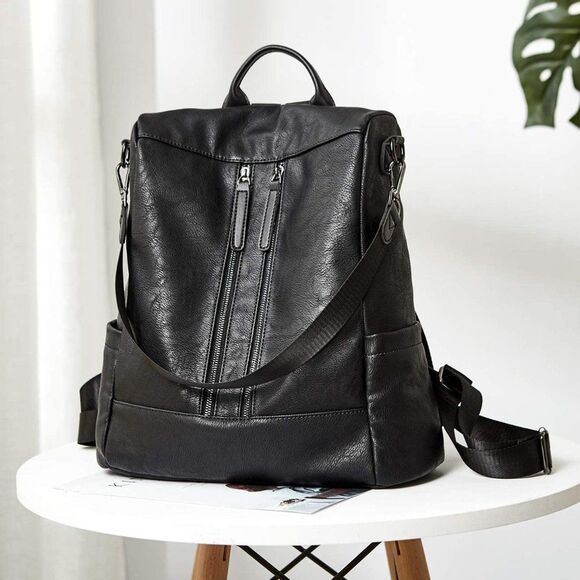 OLYE Leather Backpack for Women- BLACK main image 4